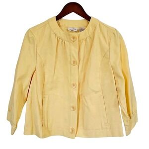 Studio Works Yellow‎ Cropped Button Blazer Medium
